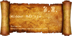Widder Mária névjegykártya